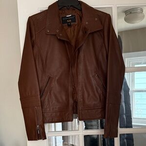 Bernardo Brown Leather Bomber Jacket